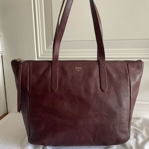 Fossil Burgendy Leather Signature Ryder Shopper Tote